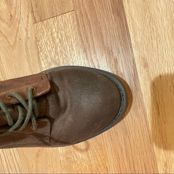 Zodiac brown suede lace up side zip ankle bootie with stacked heel 6.5 - Picture 7 of 9